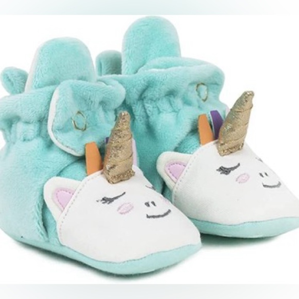 Almost New Robeez Unicorn Baby toddler snap Booties 12 - 18 months